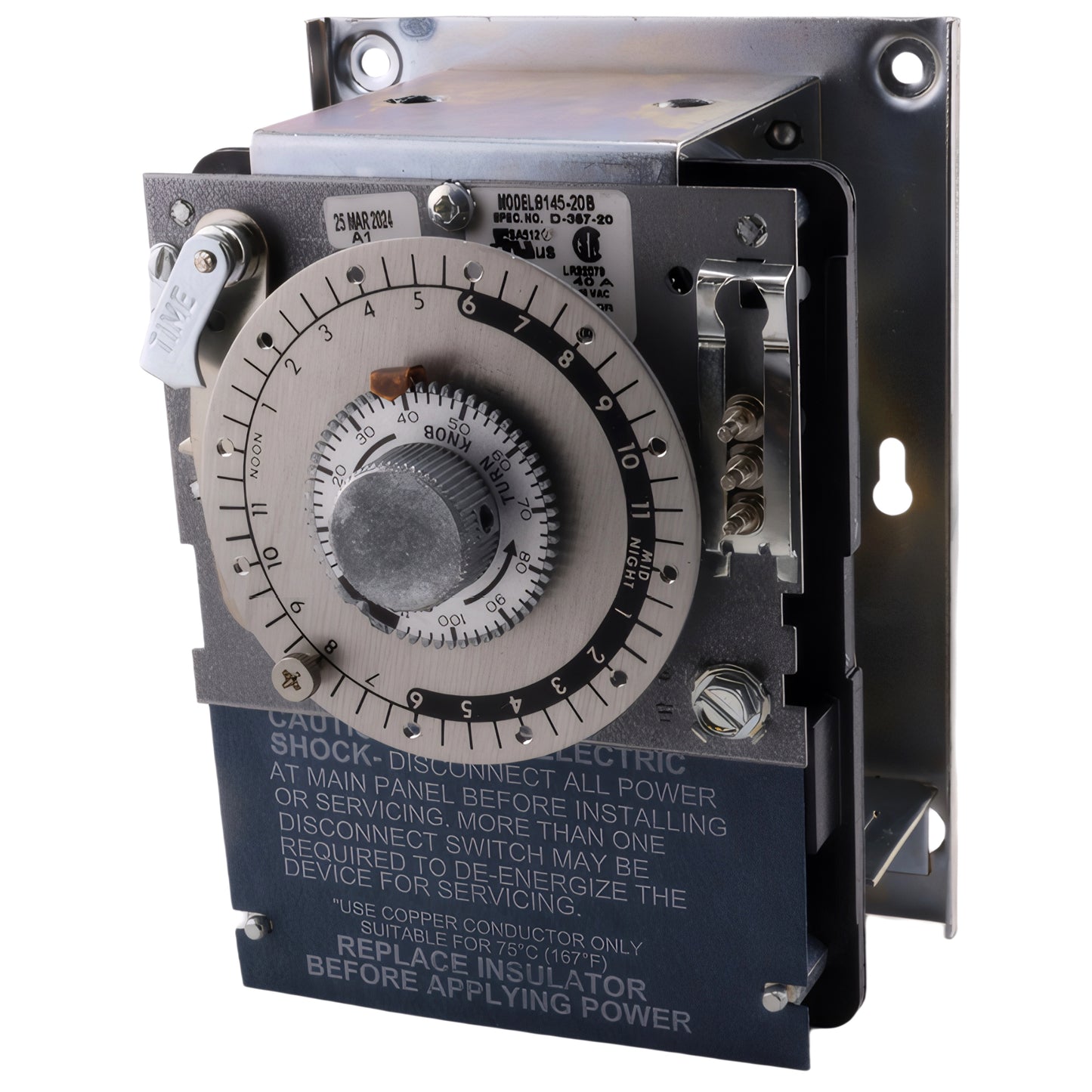 8145-20B Defrost Timer with Bracket – Mechanical Time-Initiated Defrost Control for Commercial Refrigeration Equipment – 208-240V 60Hz, Adjustable Defrost Cycles, Heavy-Duty Metal Housing