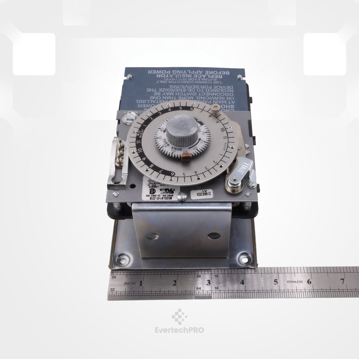 8145-20B Defrost Timer with Bracket – Mechanical Time-Initiated Defrost Control for Commercial Refrigeration Equipment – 208-240V 60Hz, Adjustable Defrost Cycles, Heavy-Duty Metal Housing