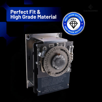 8145-20B Defrost Timer with Bracket – Mechanical Time-Initiated Defrost Control for Commercial Refrigeration Equipment – 208-240V 60Hz, Adjustable Defrost Cycles, Heavy-Duty Metal Housing