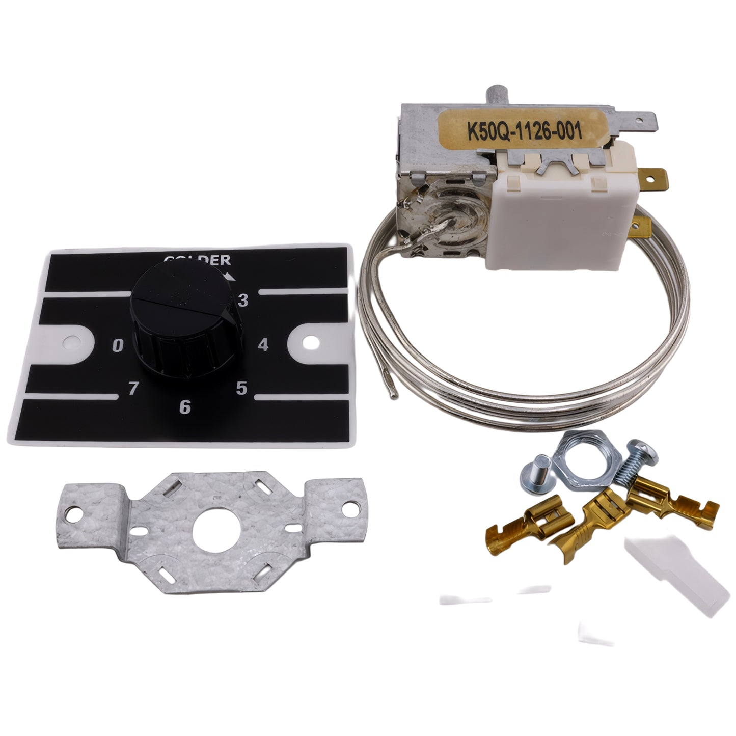 K50Q-1126-001 Cold Control Thermostat, SPST Close-on-Rise Switch, Fixed Differential, 47.24 Inch Capillary, Refrigerator Temperature Control
