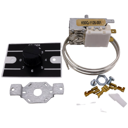 K50Q-1126-001 Cold Control Thermostat, SPST Close-on-Rise Switch, Fixed Differential, 47.24 Inch Capillary, Refrigerator Temperature Control