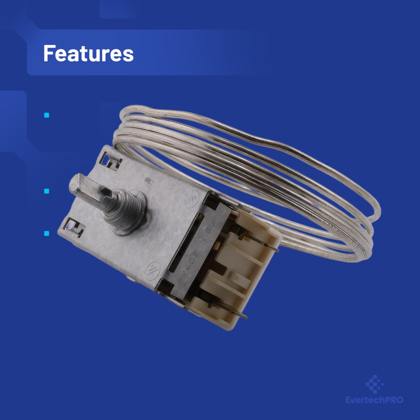 K50Q-1126-001 Cold Control Thermostat, SPST Close-on-Rise Switch, Fixed Differential, 47.24 Inch Capillary, Refrigerator Temperature Control