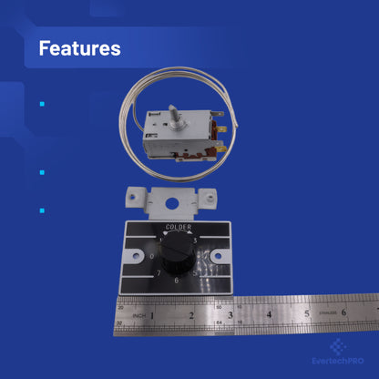 K50Q-1127-001 Cold Control Thermostat, SPST Close-On-Rise, 1200mm Capillary, Compact Design for Cold Control International Models