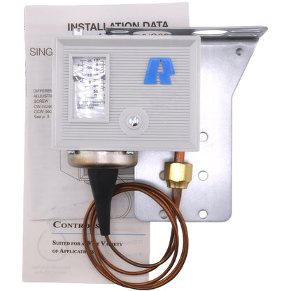 Low Pressure Control Switch 206-00232-002, Auto Reset, 36" Capillary, 12" Hg to 50 PSI, SPST-Opens Low, IP44, Compatible with Addison, Ajax, Ranco O10-1402 & More