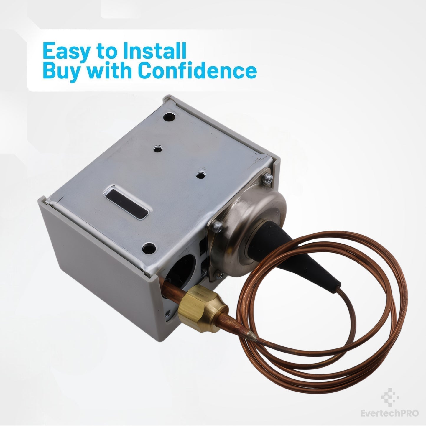 Low Pressure Control Switch 206-00232-002, Auto Reset, 36" Capillary, 12" Hg to 50 PSI, SPST-Opens Low, IP44, Compatible with Addison, Ajax, Ranco O10-1402 & More