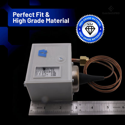 Low Pressure Control Switch 206-00232-002, Auto Reset, 36" Capillary, 12" Hg to 50 PSI, SPST-Opens Low, IP44, Compatible with Addison, Ajax, Ranco O10-1402 & More