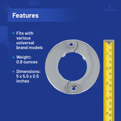 PLB23013112IPS EvertechPRO Floor and Ceiling Cover Plate Chrome-Plated Steel Escutcheon Plate - 1-1/2 inch IPS Universal Fit, Durable Plumbing Cover Plates, Easy Installation Pipe Flange