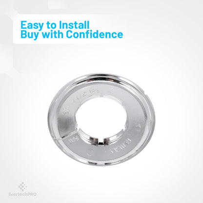PLB23013P112IPS EvertechPRO Wall Plate - Chrome Plated 1-1/2 Inch IPS Escutcheon Plate - Split Flange - Easy Installation Plastic Material - Universal Escutcheons Flanges