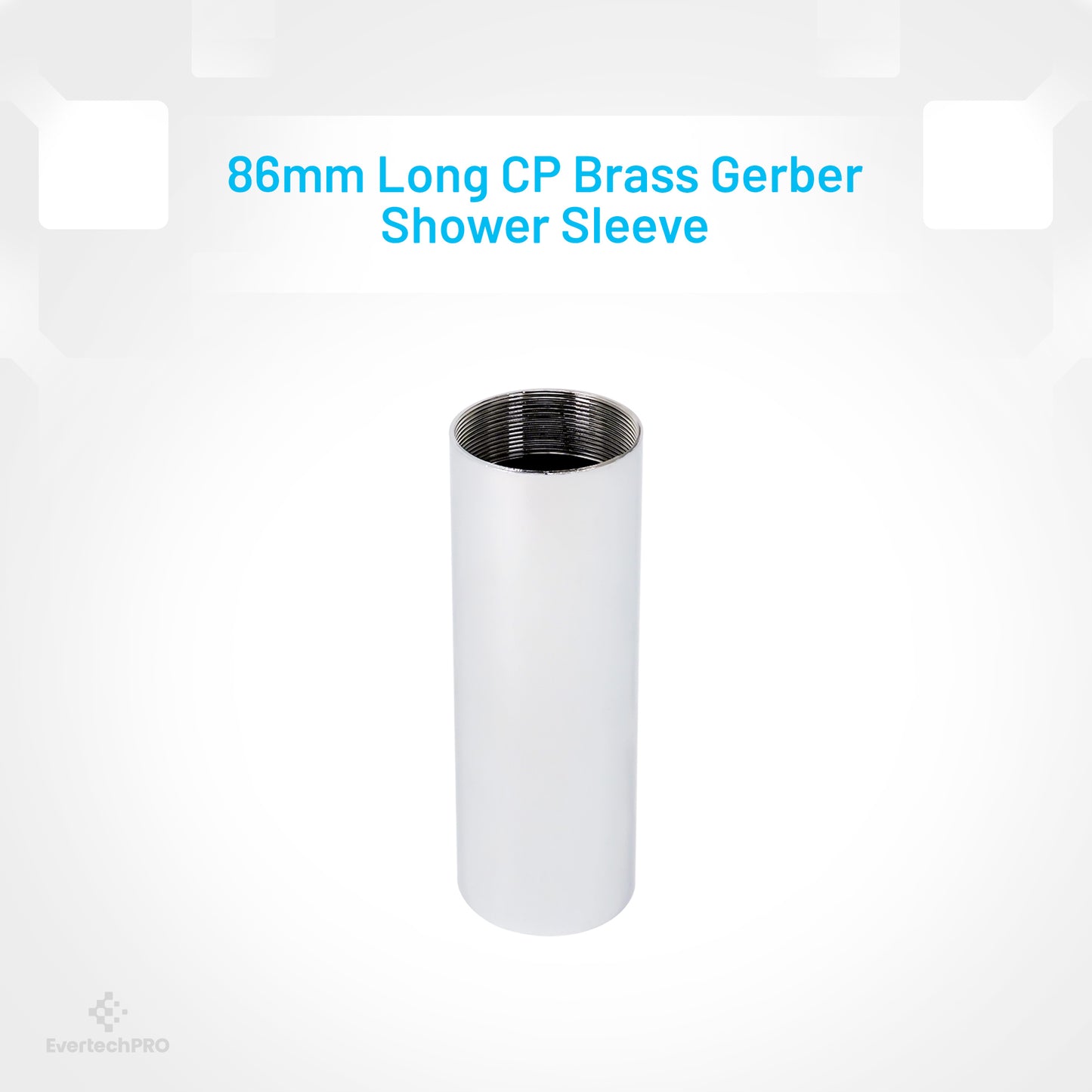 EvertechPRO Shower Escutcheon/Sleeve, 3-5/8" Long, 1-1/8" Diameter, Chrome Brass, for Gerber