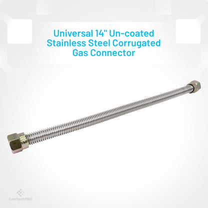 PLB5RA13A0014 EvertechPRO Stainless Steel Flexible Gas Line 1/2 Inch OD, 3/8 ID x 14 Inch Length, Universal Fit, Durable and Easy Installation, Corrugated Flexible Design