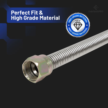 PLB5RA13A0014 EvertechPRO Stainless Steel Flexible Gas Line 1/2 Inch OD, 3/8 ID x 14 Inch Length, Universal Fit, Durable and Easy Installation, Corrugated Flexible Design