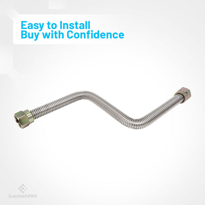 PLB5RA13A0014 EvertechPRO Stainless Steel Flexible Gas Line 1/2 Inch OD, 3/8 ID x 14 Inch Length, Universal Fit, Durable and Easy Installation, Corrugated Flexible Design