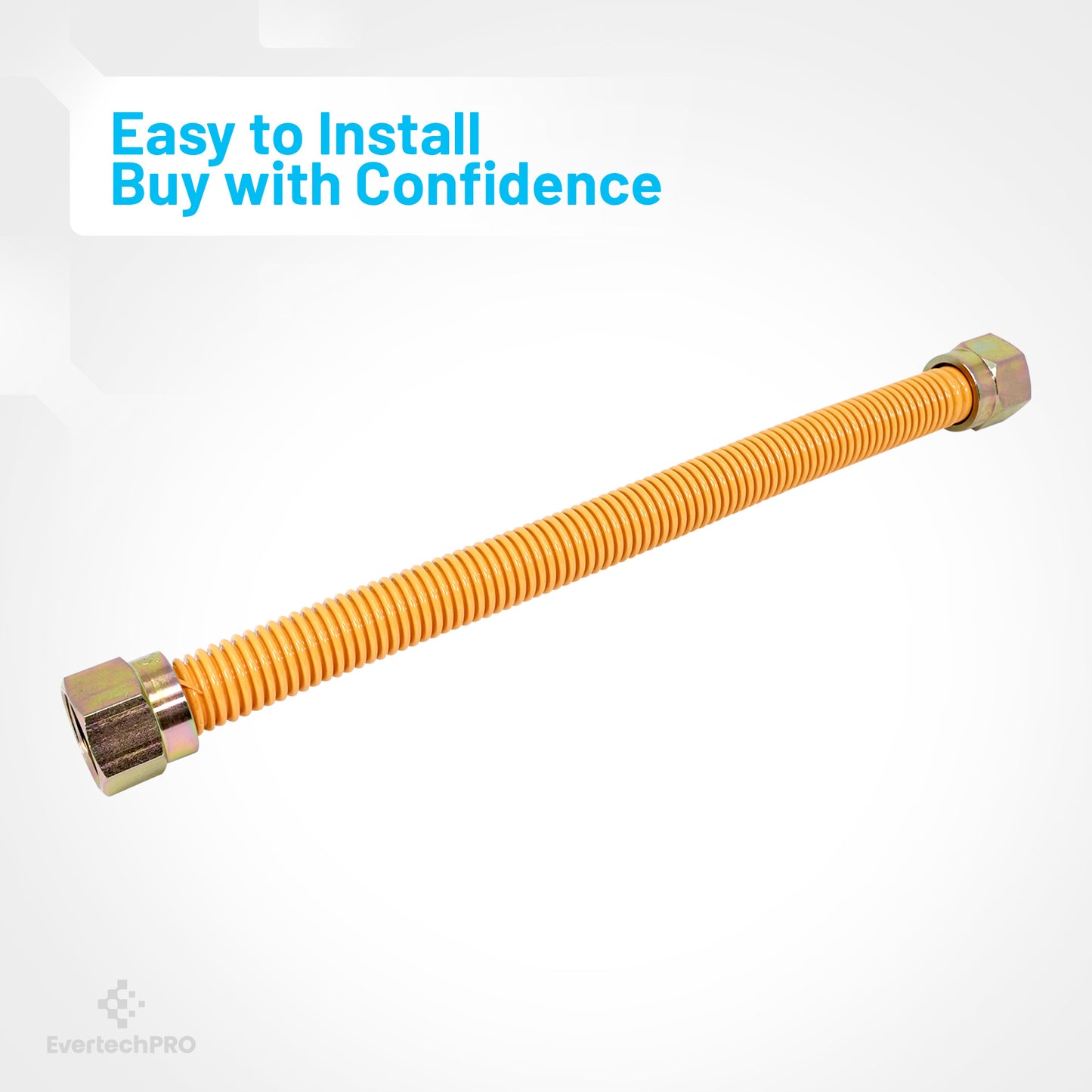PLB5RB14A0012 EvertechPRO 12 Inch Epoxy Coated Stainless Steel Corrugated CSST Flexible Gas Line Connector, Dryer Gas Line, Gas Pipe - Water Heater and Gas Dryer Connector