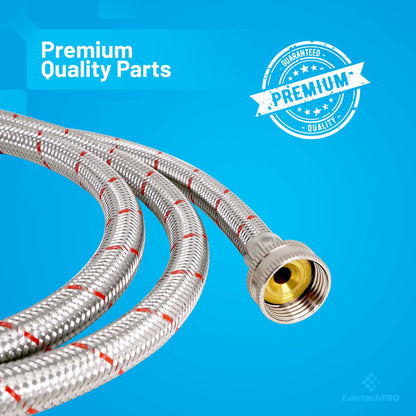 PLB816FH60X2 EvertechPRO Washing Machine Hoses 2 Pack - 5 Feet, 3/4 Female Hose with Red and Blue Coded, Hot and Cold Water Washer Hoses, High-Quality Brass Nuts, 90 Degree Elbows, Burst Proof, Stainless Steel