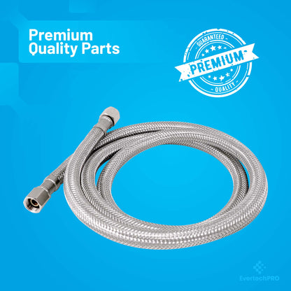 PLB818848 EvertechPRO Refrigerator Water Line Kit - F 1/4 C x F 1/4 C x 48 Inch - Universal Fit - Stainless Steel Braided - High-Quality Material - Durable, Burst Proof Fridge Water Line - No Water Leakage