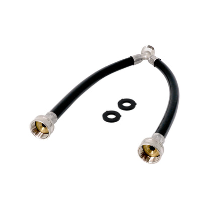 PLB83661204 EvertechPRO Washing Machine Hoses - 12 Inch Y Mixer Hose for Washing Machine - Two 3/4 Female and One 3/4 Male Fittings - 2 Heavy Duty Flexible Rubber - Hot & Cold Water