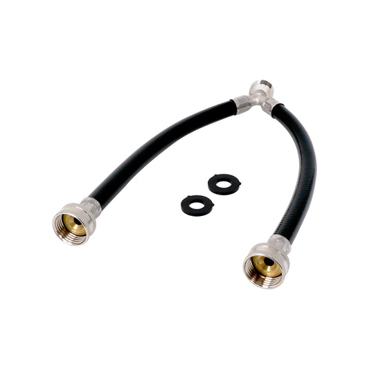 PLB83661204 EvertechPRO Washing Machine Hoses - 12 Inch Y Mixer Hose for Washing Machine - Two 3/4 Female and One 3/4 Male Fittings - 2 Heavy Duty Flexible Rubber - Hot & Cold Water