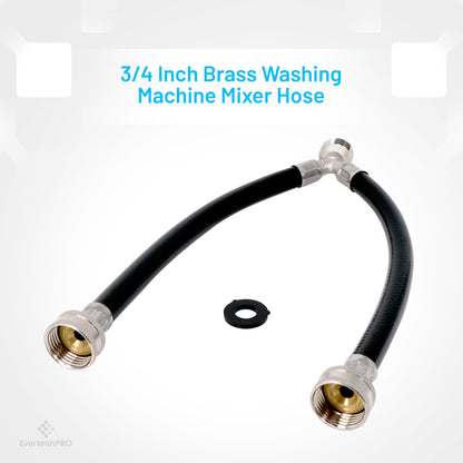 PLB83661204 EvertechPRO Washing Machine Hoses - 12 Inch Y Mixer Hose for Washing Machine - Two 3/4 Female and One 3/4 Male Fittings - 2 Heavy Duty Flexible Rubber - Hot & Cold Water