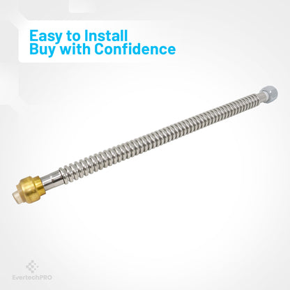 PLB86051803 EvertechPRO Water Heater Hose, Water Softener Hose, Water Pipe Connector - 3/4 Push Fit x 3/4 FIP x 18 Inch, Universal, Corrugated Design, Durable, Easy Installation, Flexible