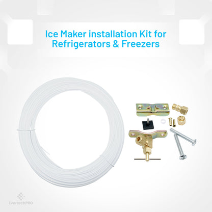 EvertechPRO Ice Maker and Humidifier Installation Kit for Refrigerators and Freezers Tubing 1/4" Length 25 Feet Plastic Tubing and Fittings