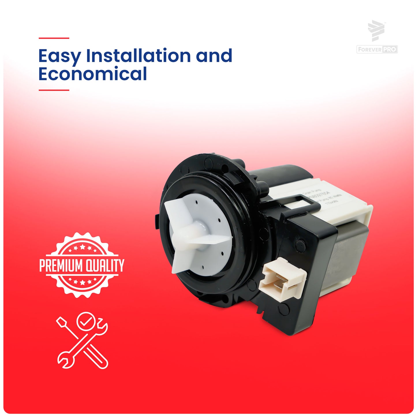 ForeverPRO DC31-00054A Washer Drain Pump Replacement for Samsung Washer Drain Pump - 85 Watts 110 Volts - Drain Pump for Samsung Washer - Fits Samsung Drain Pump, Universal and Durable