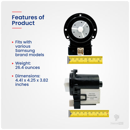 ForeverPRO DC31-00054A Washer Drain Pump Replacement for Samsung Washer Drain Pump - 85 Watts 110 Volts - Drain Pump for Samsung Washer - Fits Samsung Drain Pump, Universal and Durable