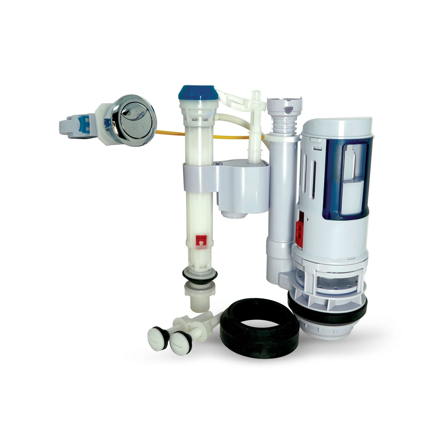 Universal Water Saving Dual Flush Valve and Fill Valve with Push Button Toilet Repair Kit Fits Standard 2 inch Drain