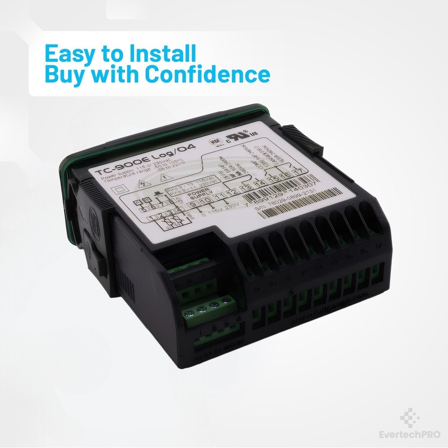 Full Gauge TC‑900E Digital Refrigeration & Defrost Controller – 115/230V AC, Multi-Sensor, for Walk‑in, Display, and Upright Freezers
