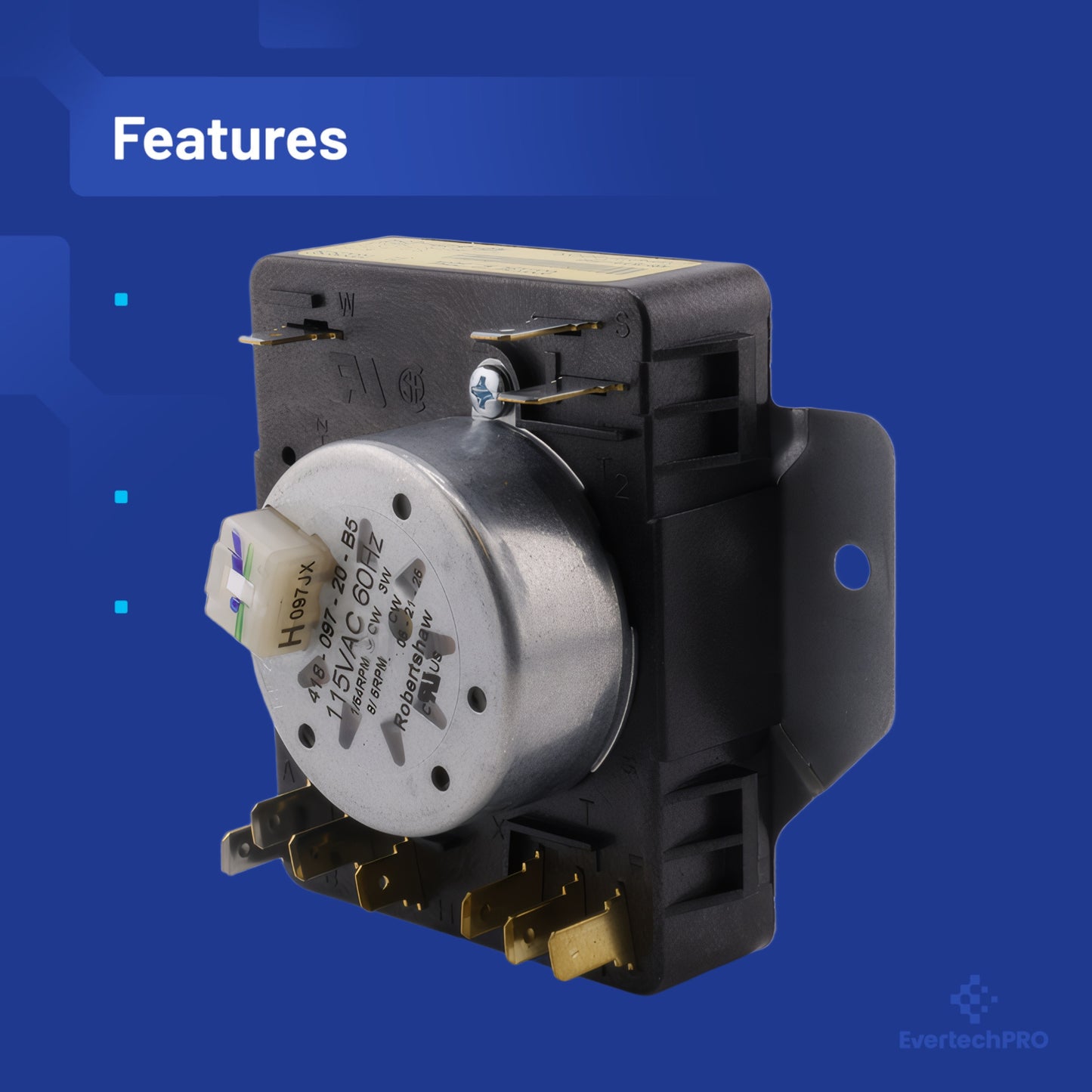 EvertechPRO Dryer Timer Replacement for Whirlpool W10185976 1481703 AH2348529 EA2348529 PS2348529