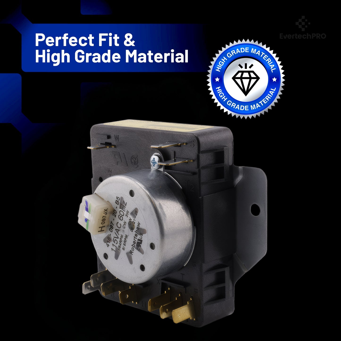 EvertechPRO Dryer Timer Replacement for Whirlpool W10185976 1481703 AH2348529 EA2348529 PS2348529