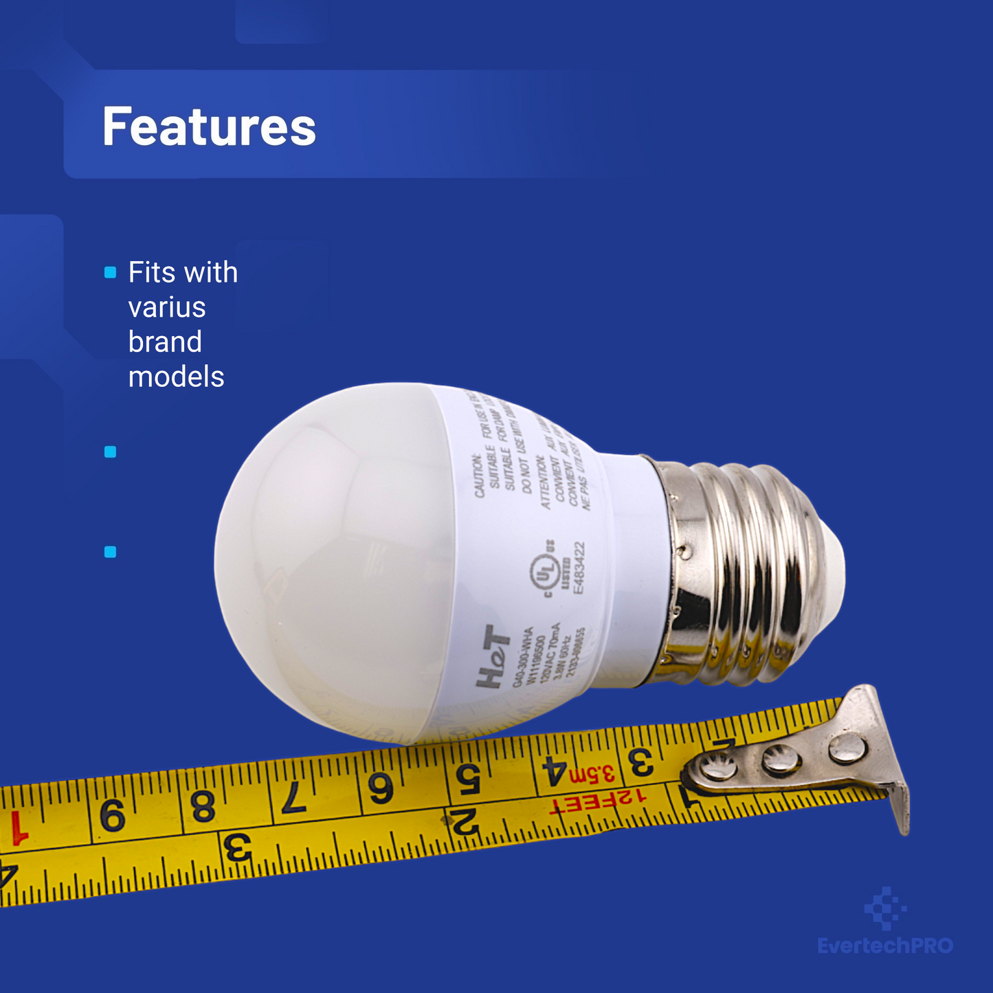 EvertechPRO W11338583 Refrigerator Light Bulb Compatible Maytag Whirlpool