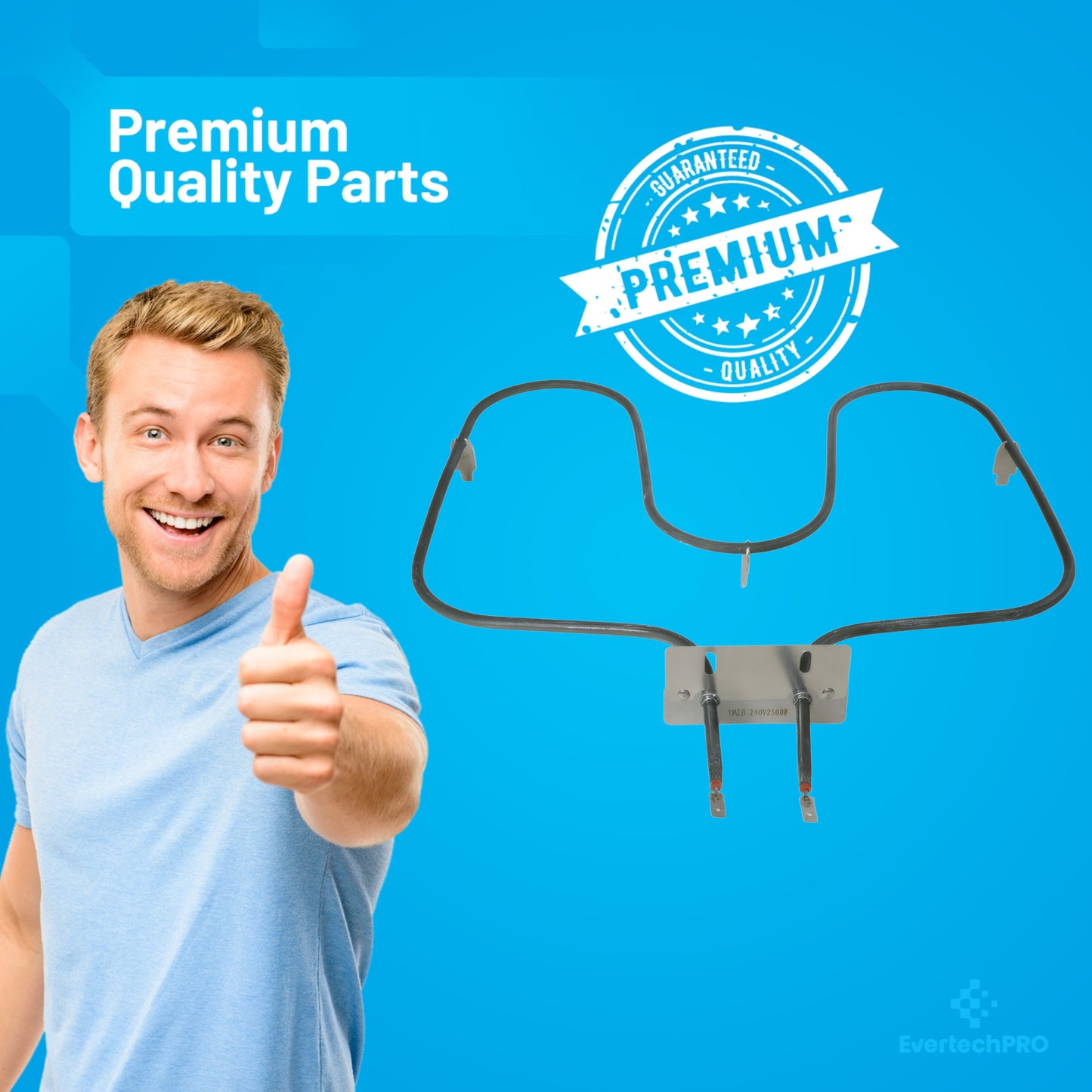 WP77001094 Oven Bake Heating Element Replacement for Whirlpool Electric Ranges – Replaces 77001094, 1/4” Spade Terminals, Lower Bake Element