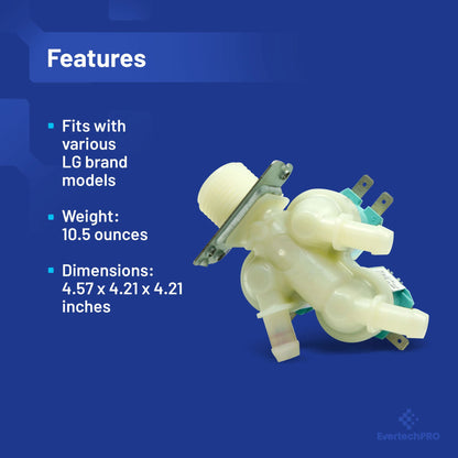 EvertechPRO 5220FR2075C Washer Valve Assemblyinlet for LG AJU71030102