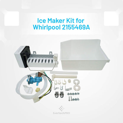 EvertechPRO W10715708 Icemaker Replacement for Whirlpool Refrigerator 8560 2155468 2155469 2155469A