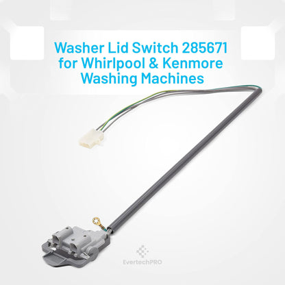 EvertechPRO 285671 Lid Switch Assembly Replacement for Whirlpool Washer 285671 2927 3352629 3352630