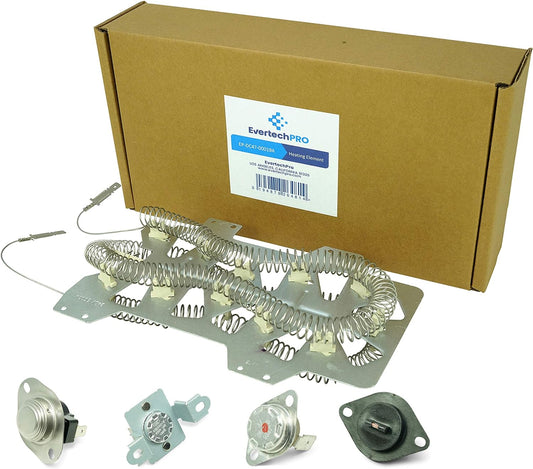 EvertechPRO DC47-00019A Kit for Samsung Dryer Heating Element All In One Heater Assembly with DC47-00018A DC96-00887A DC47-00016A DC32-00007A Thermostat Sets Aslo fit Whirlpool 35001247 35001193