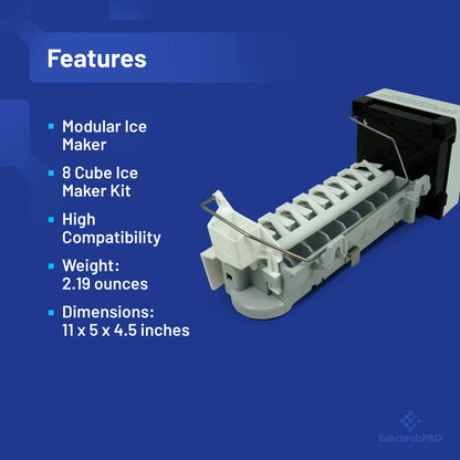 EvertechPRO 4317943 Whirlpool Icemaker Kit Replacement for Whirlpool Refrigerator 1857 4210317 4211173 4317943