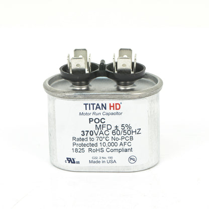 Packard POC5A Titan HD Run Capacitor 5 MFD 370V Oval