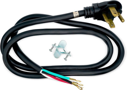 EvertechPRO 57001 4-Prong 6ft Dryer Power Cord Universal Dryer Power Cord for Freestanding Electric Dryers Rated 30A/250V with Strain Relief Connects to 4 Prong Outlets 72” Black