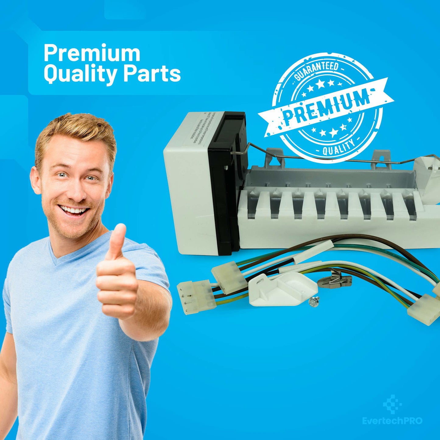 EvertechPRO 4317943 Whirlpool Icemaker Kit Replacement for Whirlpool Refrigerator 1857 4210317 4211173 4317943