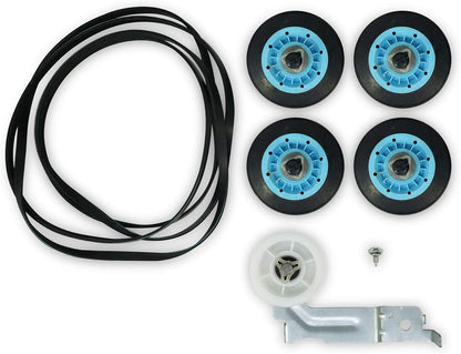 EvertechPRO DC97-16782A-6PCKIT All-in-one Repair Maintenance Kit Includes 4pc of Drum Rollers DC93-00634A Idler Pulley and 6602-001655 Belt Replacement for Samsung Dryer 6602-001655 DC93-00634A EAP422