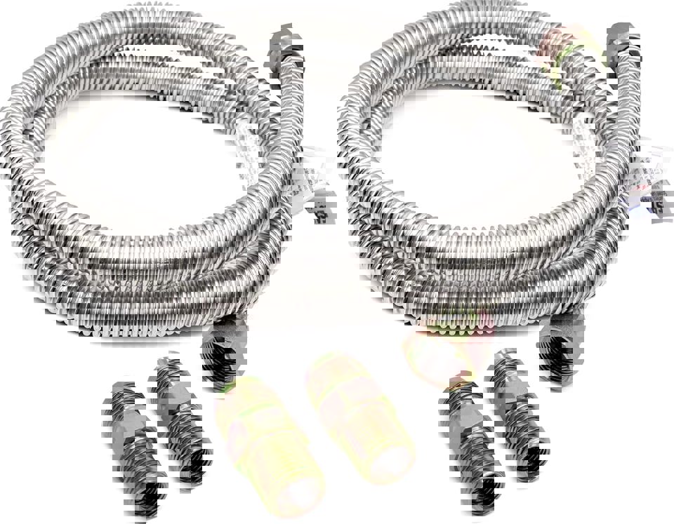 EvertechPRO 49698 5ft Gas Range Connector 60" Stainless Steel Range Gas Line for Stove or Kitchen Range Leakproof and Long Lasting with 5/8 OD Hose Corrugated Pipe and 1/2 in MIP x 1/2 in MIP fittings