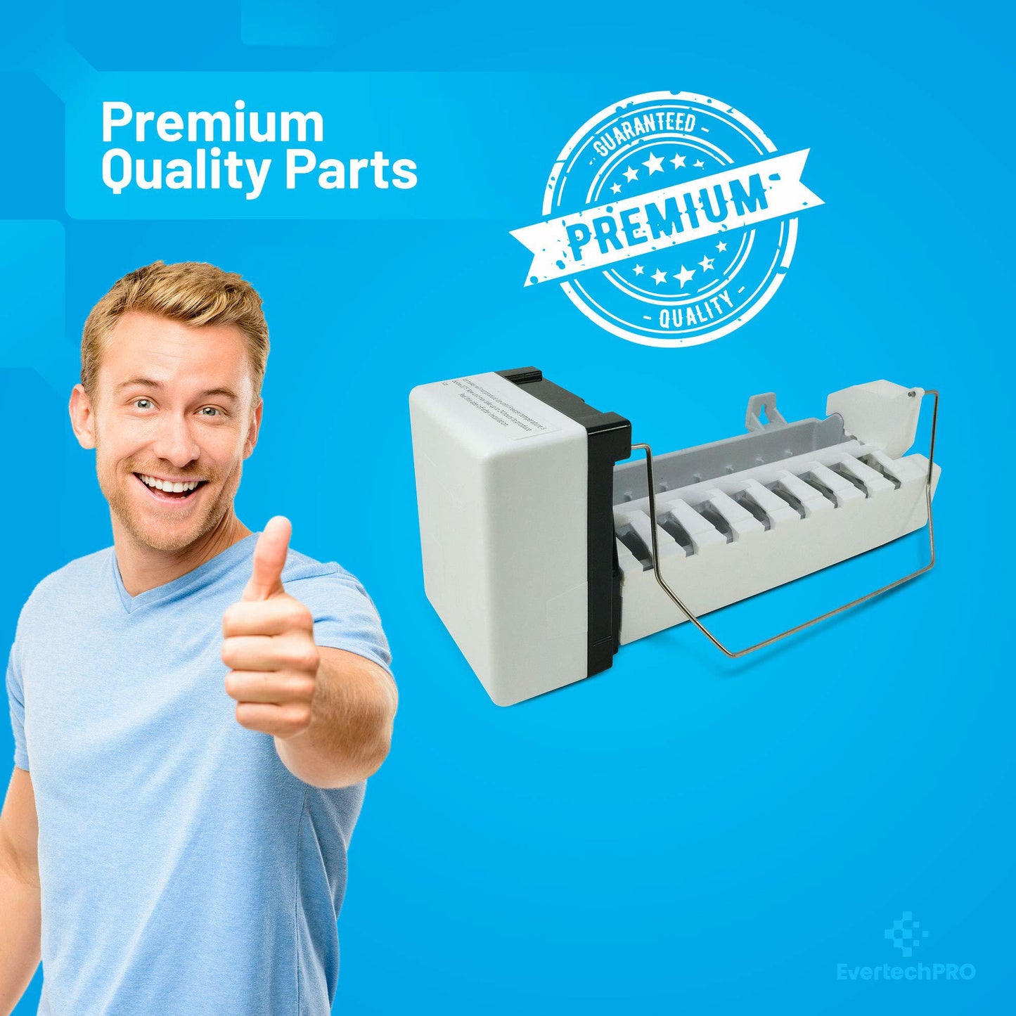EvertechPRO W10715708 Icemaker Replacement for Whirlpool Refrigerator 8560 2155468 2155469 2155469A