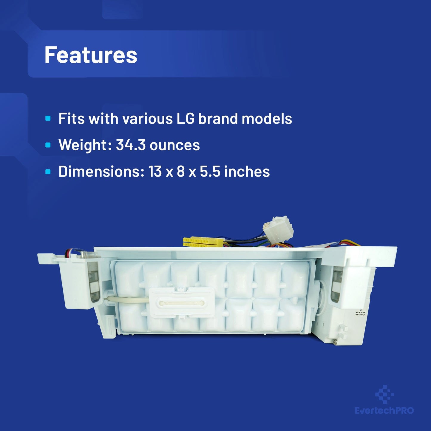 EvertechPRO AEQ73110205 Ice Maker for LG Refrigerator AEQ72910401 AEQ72910404 AEQ72910405
