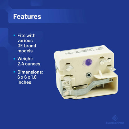 EvertechPRO Range Infinite Switch Control Replacement for GE WB24T10022 769689 AH236747 EA236747 PS236747