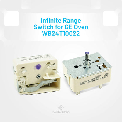 EvertechPRO Range Infinite Switch Control Replacement for GE WB24T10022 769689 AH236747 EA236747 PS236747
