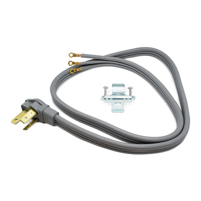 EvertechPRO 49695 5ft Range Plug 3 Prong Power Cord with Open End Range Connectors and 3 Copper Wires - 50 Amp Rated Power Cord for Electric Range - 60” Gray