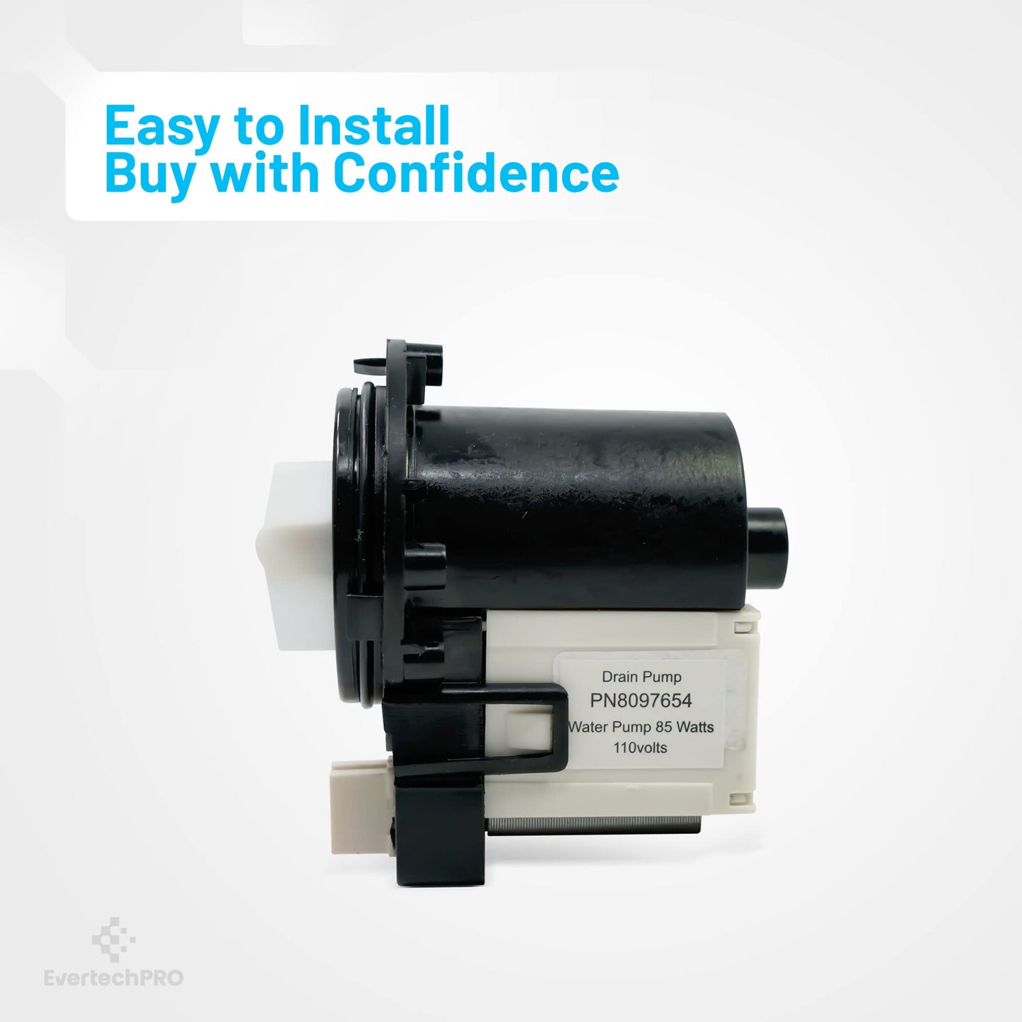 EvertechPRO DC31-00054A fits Samsung Washer Drain Pump for Samsung Washer Replacement, Compatible with Samsung Washer Drain Pump 85W 110V, Universal, Durable fits DC31-00016A