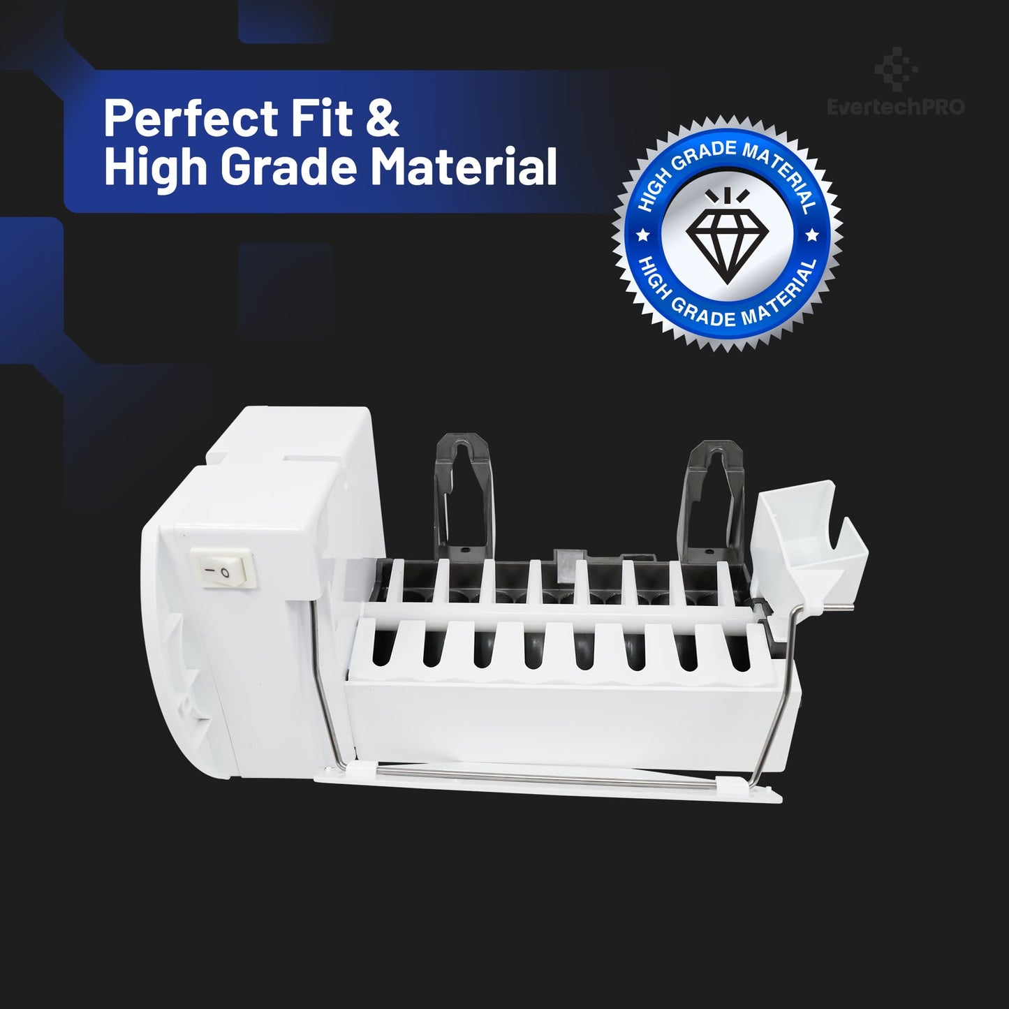 EvertechPRO Ice Maker Assembly Kit Replacement for GE WR30X10093 Refrigerator WR30X10061 WR30X10014 WR30X10012