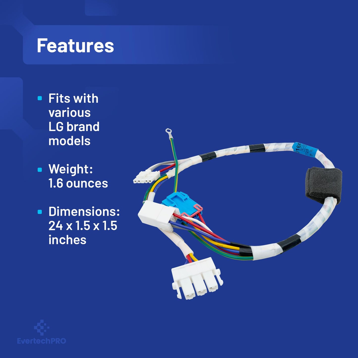 EvertechPRO 6877ER1016F Multi Wire Motor Harness for LG Washing Machine